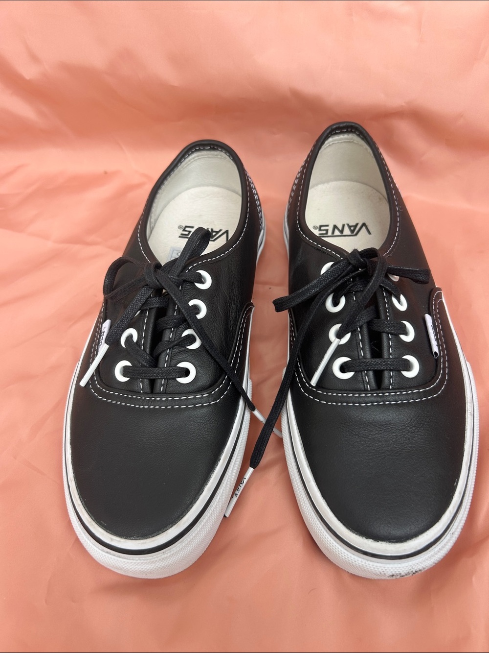 Vans Black Leather Low-Top Lace Sneakers